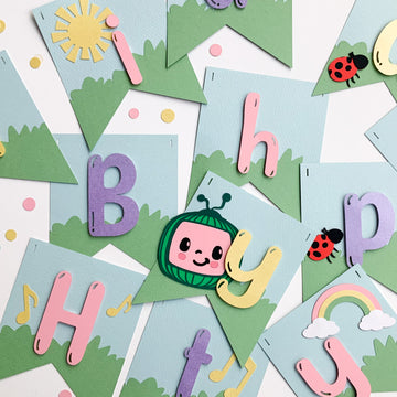 Pinfliers Cocomelon Theme Birthday Party Decoration Paper Happy Birthday Banner